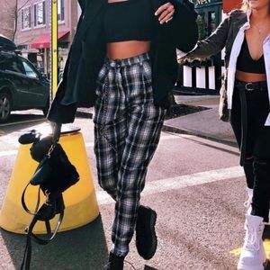 nwot LF black and white plaid pants